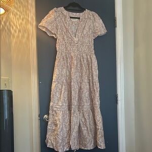 Anthropologie Cream Floral Maxi Dress